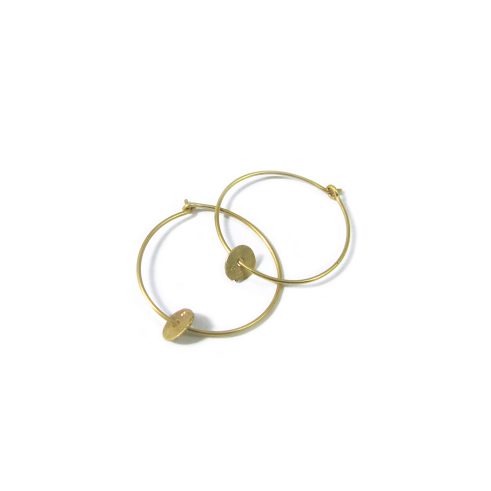 Gold Hoop Earrings with a Single Gold Disc