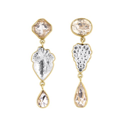 Three Charm Vintage Crystal Earrings