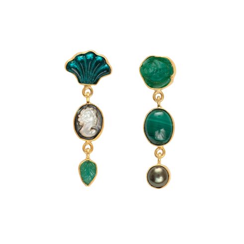 Three Charm Moving Drop Earrings I