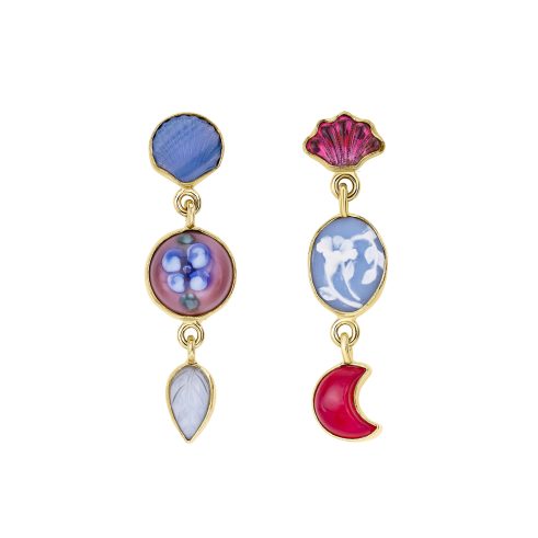 Three Charm Moving Drop Earrings III