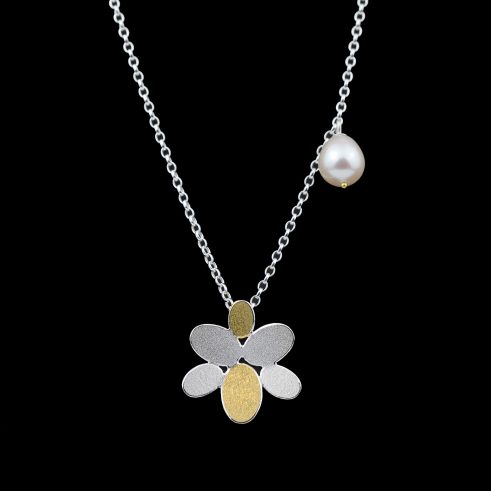 Mixed Oval Snowflake Pearl Pendant