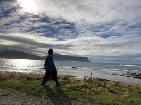 Megumi Barrington walking in Orkney