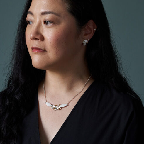 Mixed Oval Pearl Pendant & Mixed Oval Pearl Earrings on Misun Won