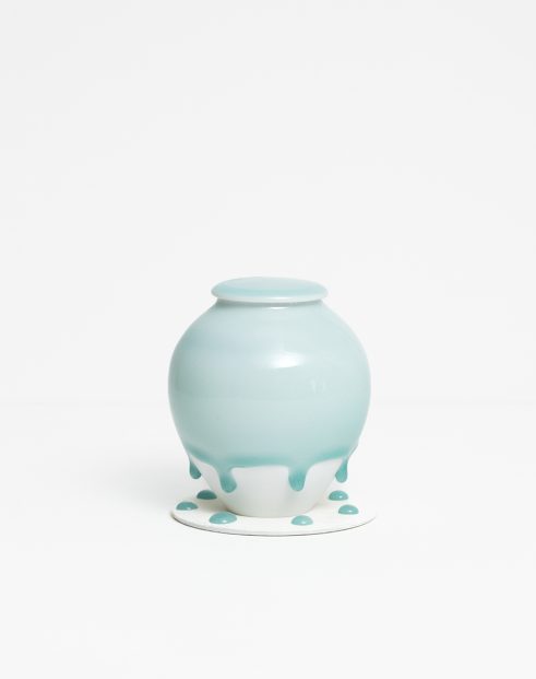 Celadon Vessel Wearing a Hat (with cookie)
