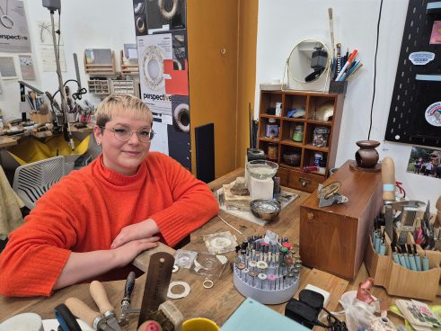Isabella Bedlington in her studio