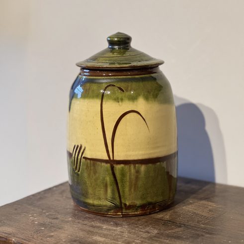 Narrow Store Jar Green/Cream Slip Trail