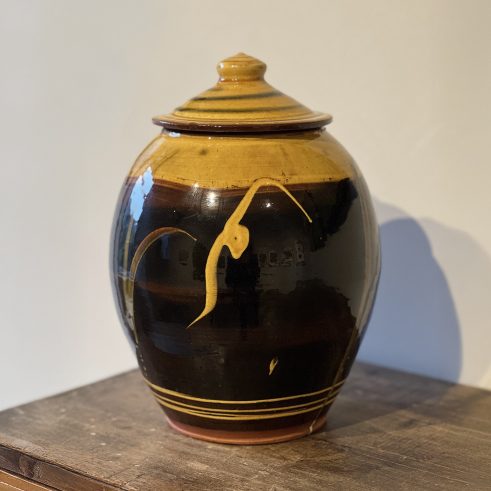 Black/Yellow Store Jar with Trailing