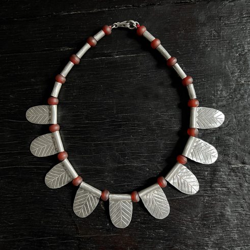 Carnelian and Nine Leaves Necklace
