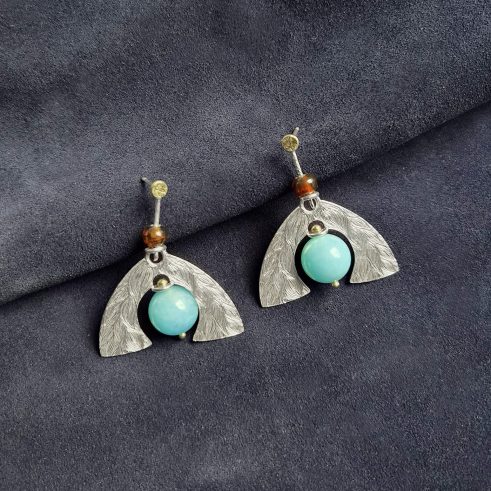 Peruvian Opal & Amber ‘Ear Wings’ Earrings