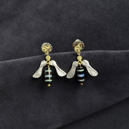 Onyx & Opal Maple Seed Earrings