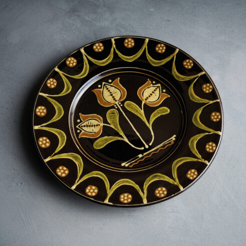 Tulips Plate, Large, Black