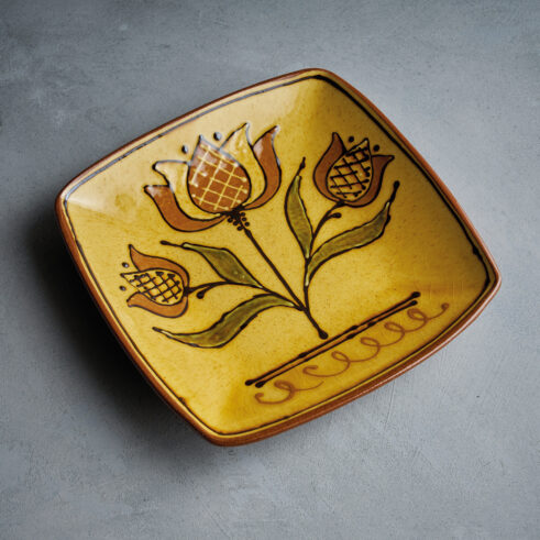 Pressed Dish with Tulips, Yellow