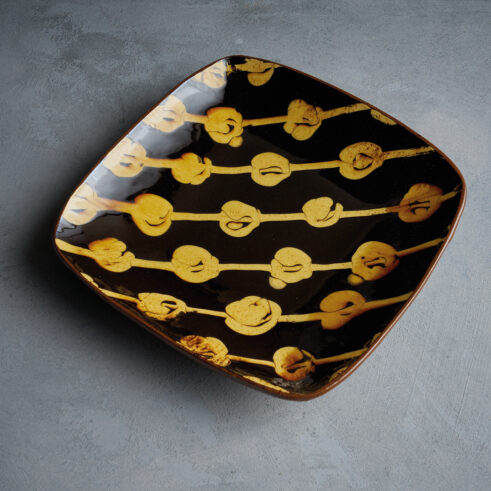 Abstract Slip Trailed Dish IV, Black