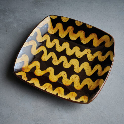 Abstract Slip Trailed Dish II, Black