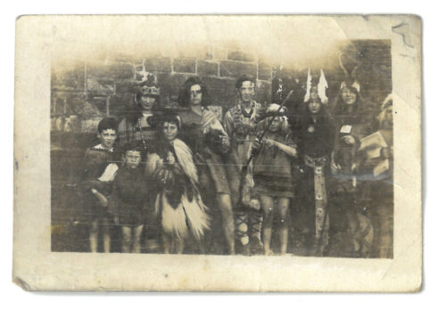 Margaret, Willy and Denis Peploe with Merle Taylor and friends at the British Red Cross Fundraising Pageant, Kirkcudbright, September, 1918