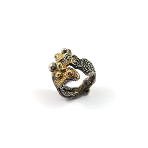 Rock ‘n’ Scroll Oxidised Silver with Beads