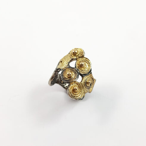 Rock ‘n’ Scroll Spiral Ring with Beads