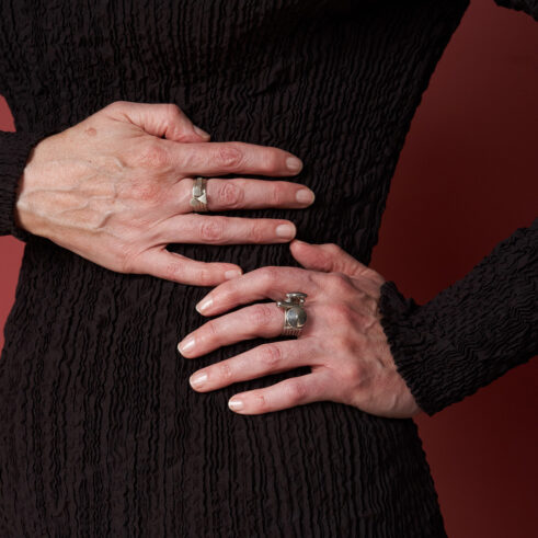 Basic Geometric Ringset (4 part) I, 2018 and Soft Geometric Ringset (6 part)(SOLD), c.1990s