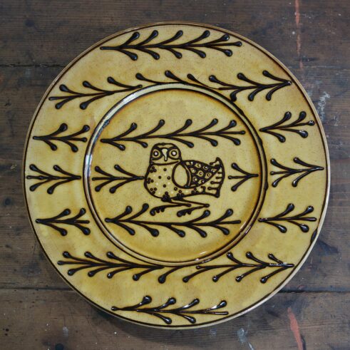 Owl Plate, Large, Yellow