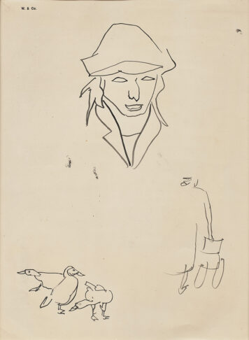 Woman in a Hat with Geese