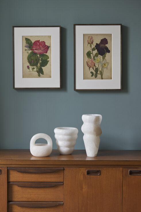 Boarhills Botanical, Rose and Artichoke and Boarhills Botanical, Iris in a New Town home, Edinburgh