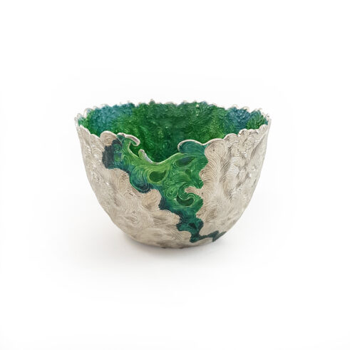 Paisley Scroll Bowl IV, Electroformed and Enamelled