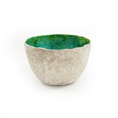 Paisley Scroll Bowl VII, Electroformed and Enamelled