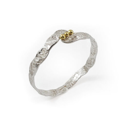 Circular Bangle with Three Gold Beads