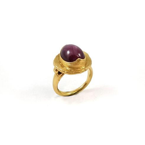 Star Ruby Engraved Ring