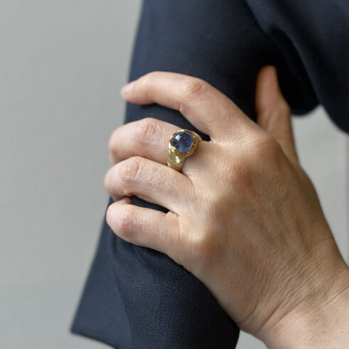 Star Sapphire Engraved Ring