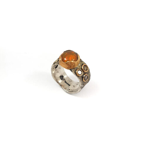 Opal and Brown Diamond Ring