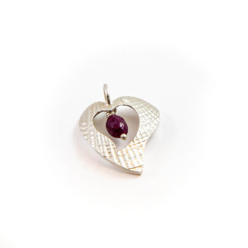Silver Ruby Heart Pendant