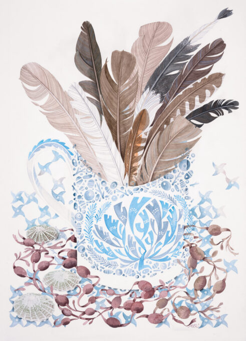 ‘Seaweed Shore’ with Limpets and Feathers