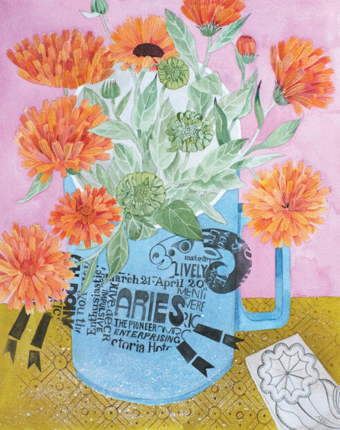 Marigolds and Aries Mug