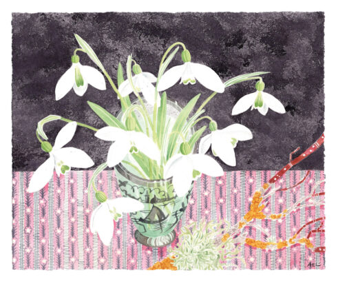 Venetian Glass with Snowdrops