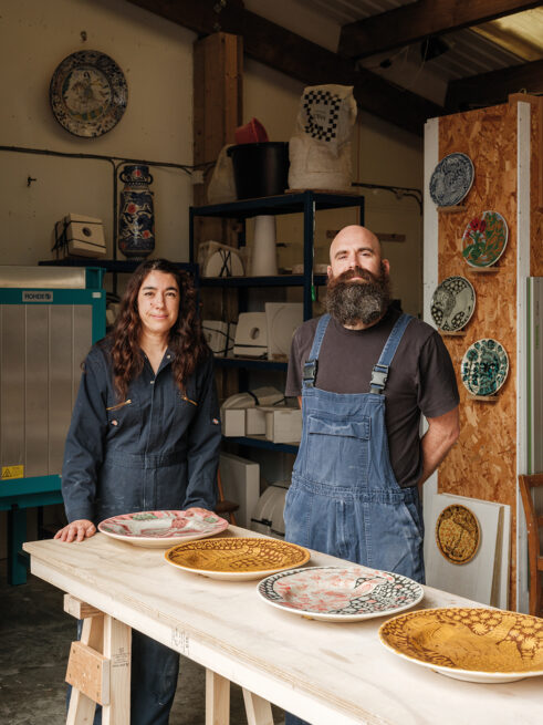 Vicky Lindo and Bill Brookes in their studio