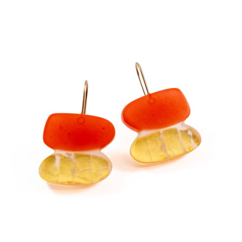 Orange and Gold 2 Shape Earrings