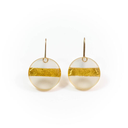Gold Button Drop Earrings